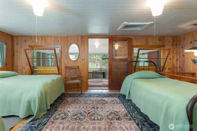 Drop Hinged Windows Provide Optimum Air Flow from Sleeping Porch - Perfect in the Summer!