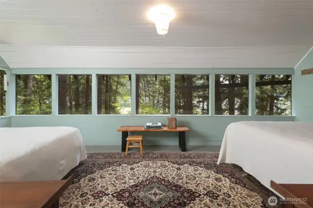 Delightful Upstairs Sleeping Porch with Lake and Forest Views