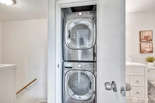 The well-appointed in-unit laundry upstairs. Washer & dryer purchased in 2020.