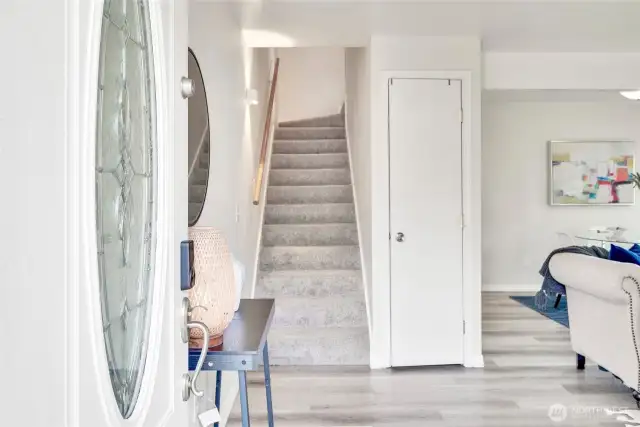 Luxury Vinyl Plank flooring greets you as you enter and spans throughout the main floor.