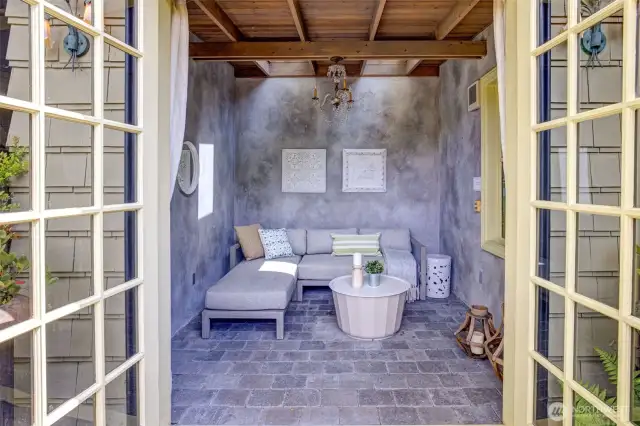 Garden room with French doors.