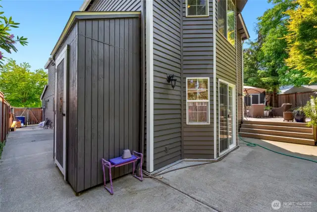 Potting shed attached for convince. This side of the home provides a lot of extra space. Corn hole, maybe?