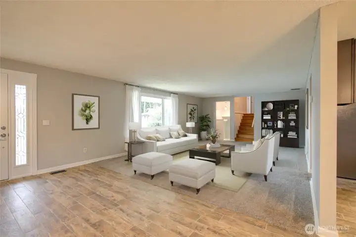 Living room, virtually staged