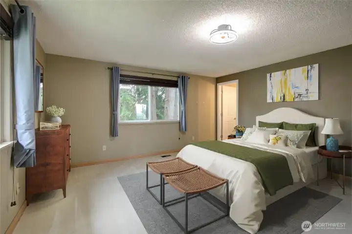 Primary bedroom, virtually staged