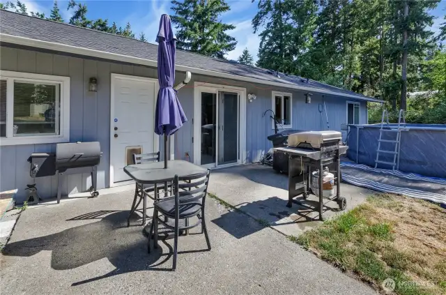 Back patio and large yard