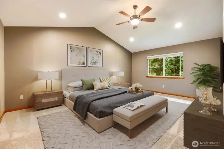 Digitally Staged, Primary Suite.