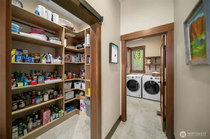Sizable walk-in pantry.