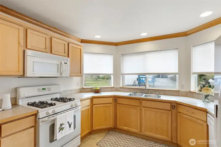 Gas stove in kitchen