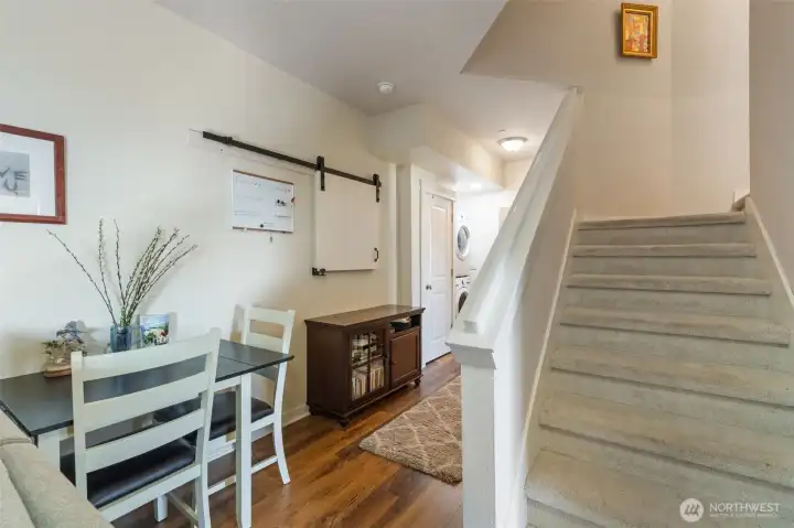 Stairway down to roomy lower level.