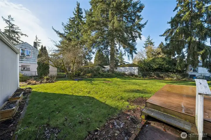Some privacy and a garden space behind the garage.