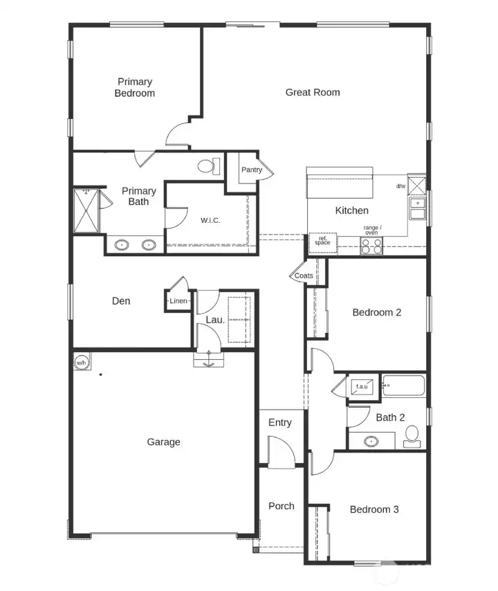 Plan layout, not of actual home