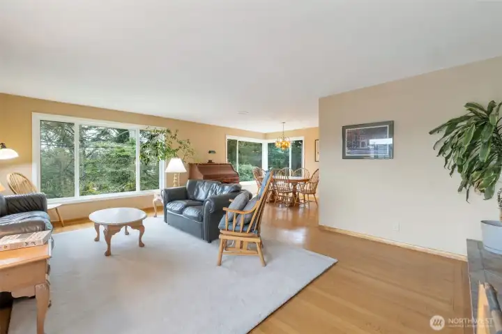 Living room with original hardwood floors.