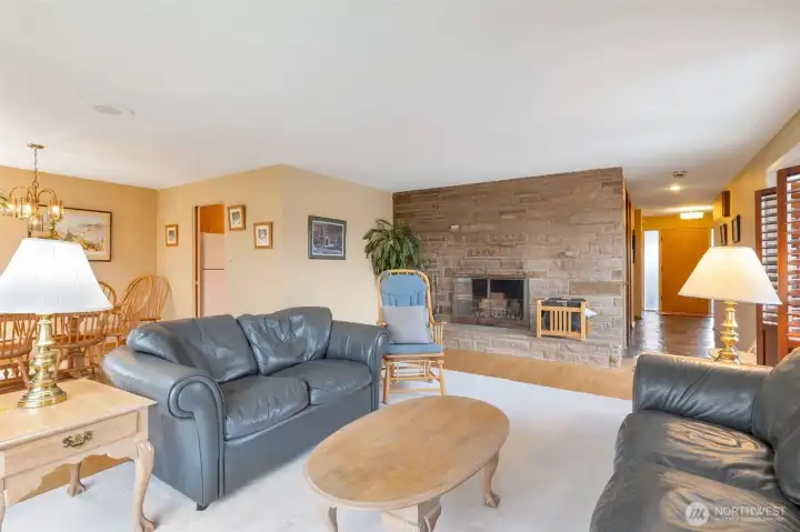 Wood fire place in living