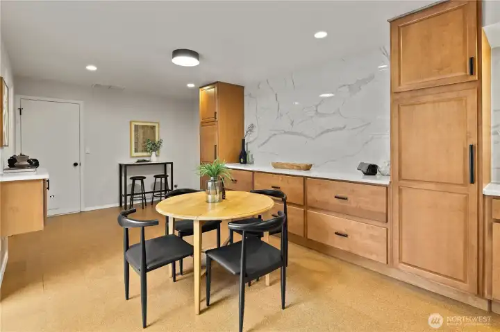 Flexible layout invites creativity. Set up as a cozy dining spot or modern office?