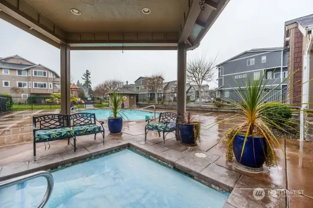 Hot tub and pool available for residents.