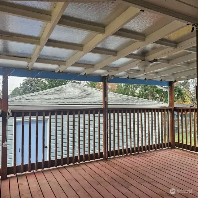 Covered deck lets you enjoy the outdoors year round