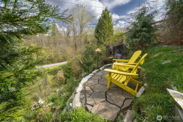 Terraced yard with multiple sitting areas