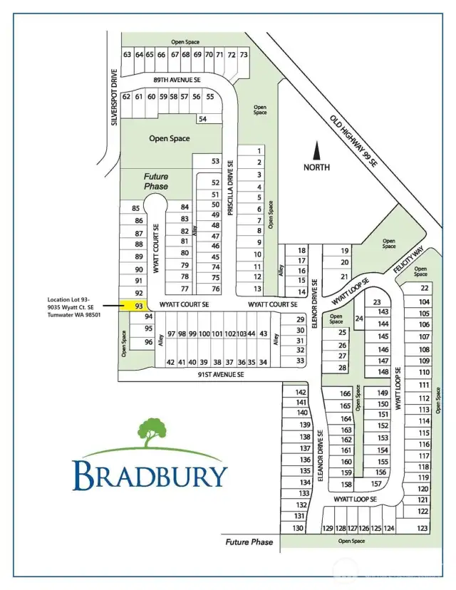 Location lot 93- 9035 Wyatt Ct SE Tumwater WA 98501.