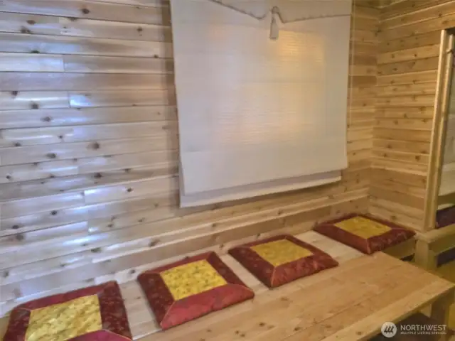 Sauna with very large woodstove