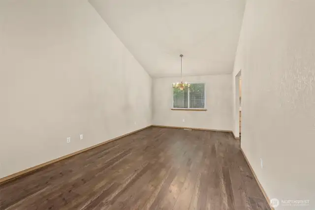 Living room leads to dining area