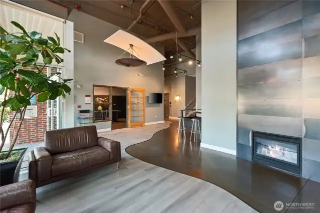 Inside entry to building.