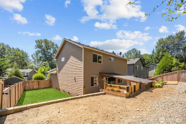 A wide-open space awaits your vision—imagine a vibrant garden with raised flower beds, ready to bloom.