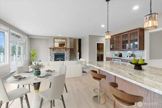 Large kitchen with eating space (virtually staged)