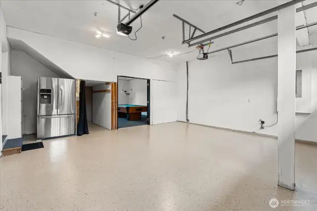 Fresh epoxy floor in the 2 car garage