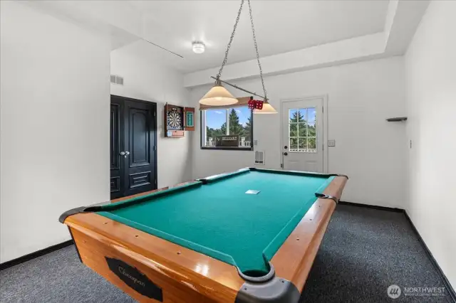 Pool room has direct access to the large deck in the backyard