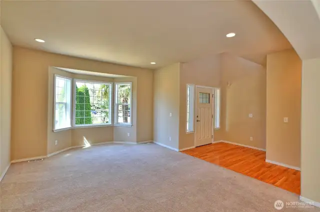Home is light and bright with large windows and high ceilings