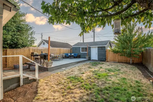 Thelarge  backyard is an entertaining delight!