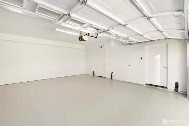 Oversized 2 car garage with side-by-side parking