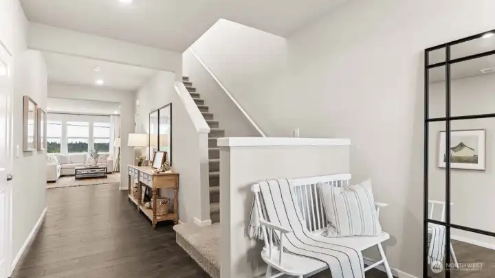 Warm welcoming entry large enough for a bench area. Pictures are for representational purposes only, colors and features may vary.