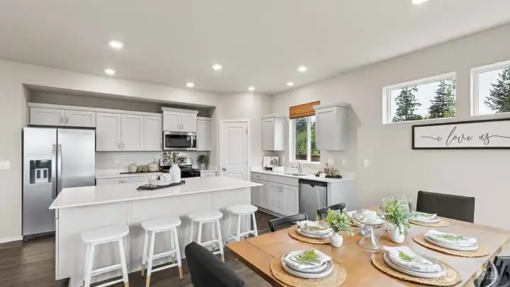 Endless cabinet space, quartz countertops, large island & more. Pictures are for representational purposes only, colors and features may vary.