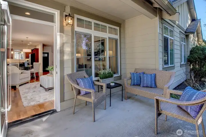 Partially covered private patio.