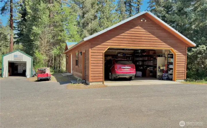 Spacious 2-car garage with additional storage.