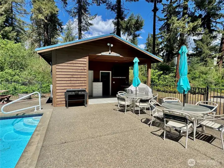 Pool house adds flexibility and convenience.