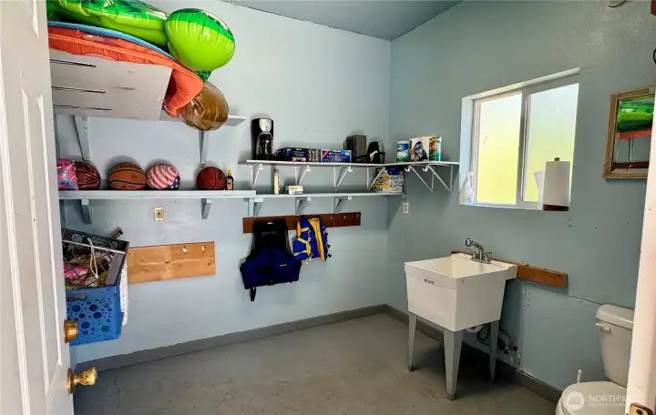 Pool house storage space.