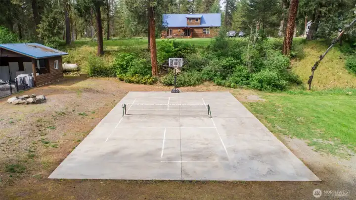 Private pickleball court ready for play.