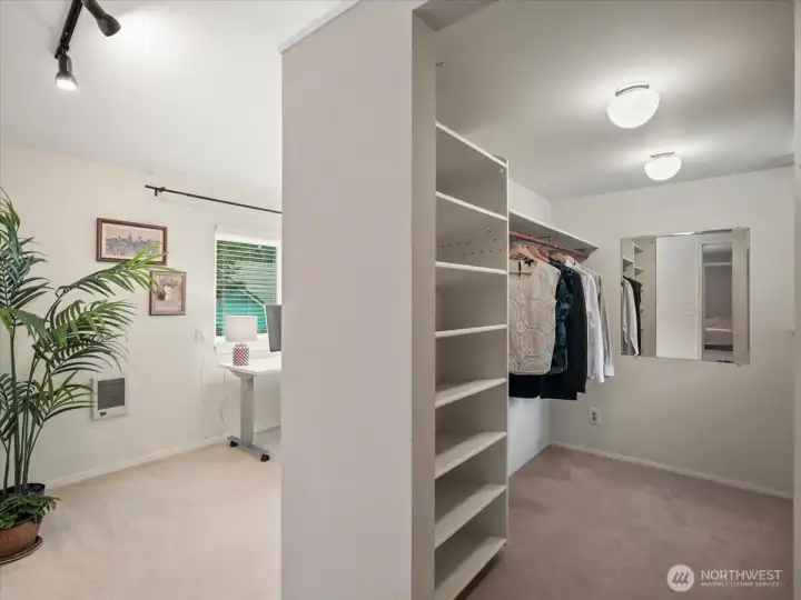 Walk-in closet off the primary bedroom and private space to work from home.
