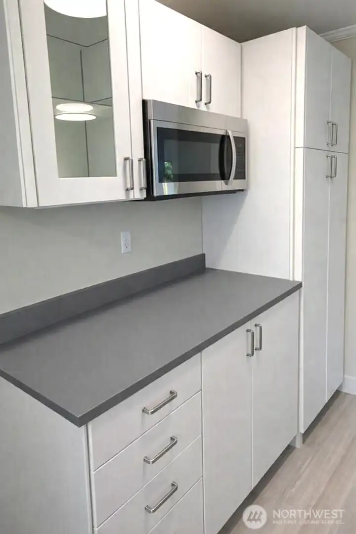 Counter and built in microwave