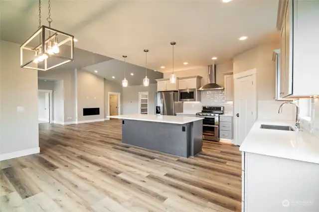 Kitchen and dining room area of like home