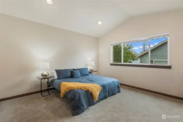 The vaulted ceiling in this room give it a luxurious feel