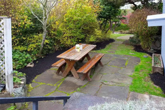 Quaint side patio.