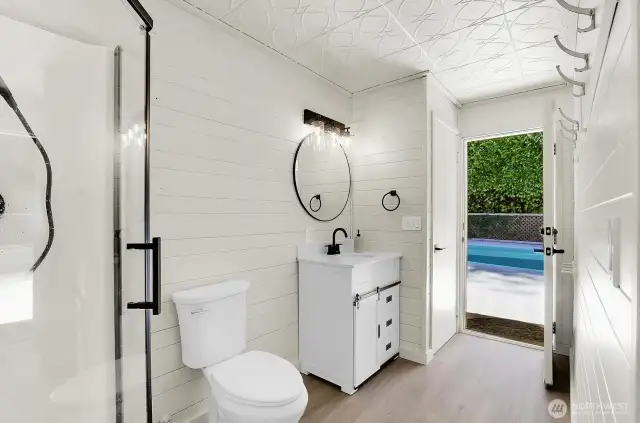 Poolside bathroom