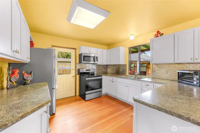 Very pleasant kitchen that feels very planned.  Could accommodate a small kitchen island.