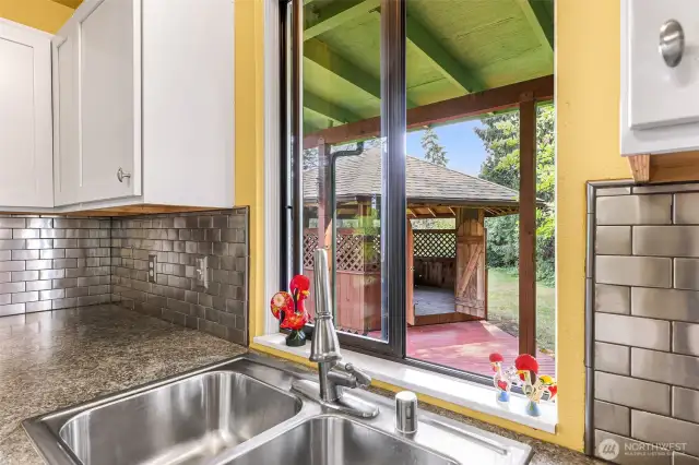 Roomy counter space in kitchen.
