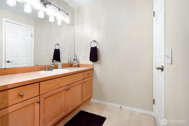 Bathroom - the door goes to the entry area.