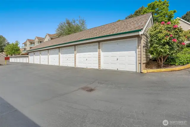The unit comes with a private, secure one car garage space (#62, right end). Special keypad has been installed on the garage door. There are "reserved" spots also available to owners.