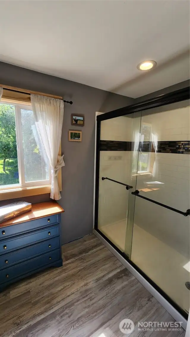 Primary bath with new tile work in the shower.